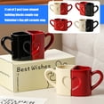thumbnail image 2 of 2pcs Ceramic Heart Mugs with Comfortable Handle Elegant Coffee Cup for Daily Use Anniversary Present, 2 of 8