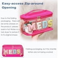 thumbnail image 5 of Letter Clear Medicine Makeup Bag, Large Size Waterproof Nylon Cosmetic Toiletry Storage bag with Top Handle, Transparent Meds First Aid Travel Organizer Cosmetic Bag,Hot Pink, 5 of 7