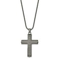 thumbnail image 2 of Diamond2Deal Stainless Steel Antiqued and Textured Cross Pendant on a Rope Chain Necklace for Men 24", 2 of 4