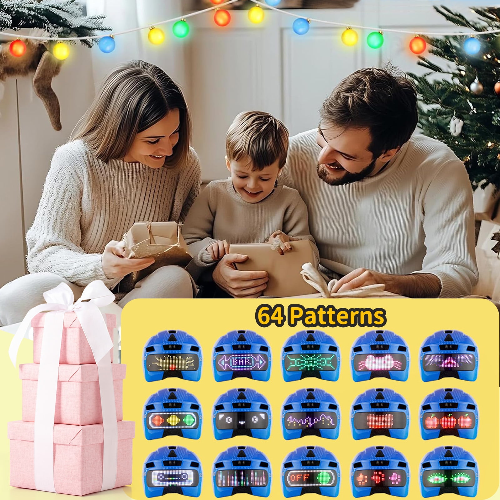 Kids Helmet, Bike Helmets with Upgrade LED Display, 64 Patterns, Turning & Stop Signals Light, Helmet for Kids 3-14,Multi-Sport Helmet for Bicycle, Skateboard, Scooter for Girls, Boys