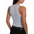 thumbnail image 5 of Women'S Sleeveless Racerback High Neck Casual Basic Ribbed Fitted Tank Top Flower Gray L, 5 of 6