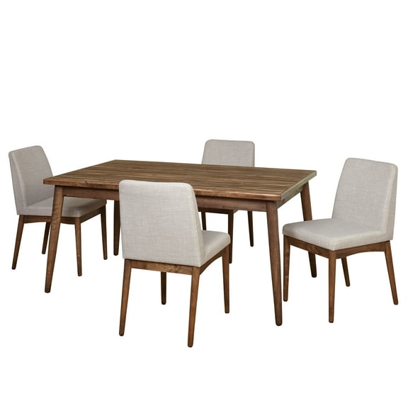TMS Element 5-Piece Indoor Dining Set, Includes Table and Chairs, Walnut/Gray