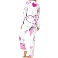 thumbnail image 5 of miqiqism Valentines Day Womens Pajama Sets Open Front Button Pajama Loungewear Set Long Sleeve Tops Tshirts Wide Leg Pants Trousers Cute Heart Clothing,04_Multicolor,X-Large, 5 of 5
