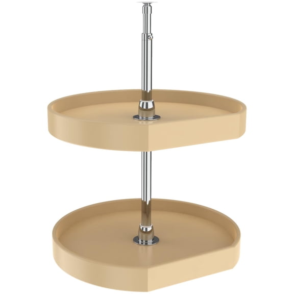 Rev-A-Shelf 6272-20-15-52 Classic 2 Tier 20" D Shaped Flat Side Lazy Susan - Almond