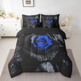 thumbnail image 2 of Castle Fairy Boys Romantic Rose Bedding Comforter Set,Black Blue Full Bedding Set, 2 of 8