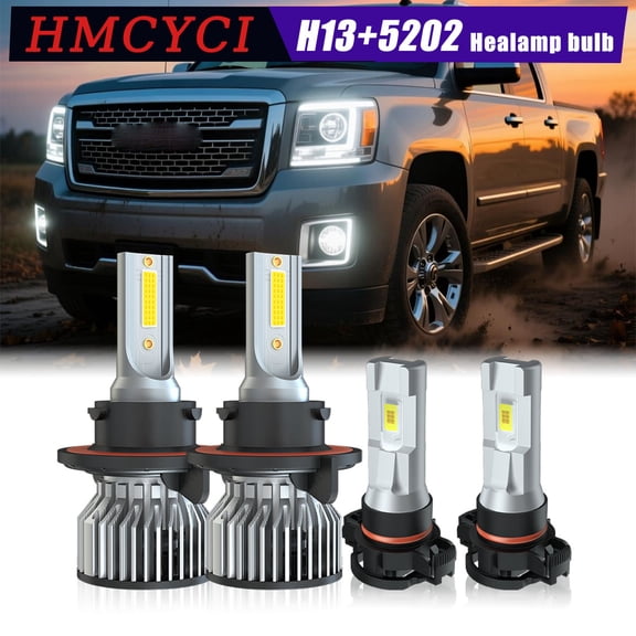 For GMC Yukon 2007-2014 - 6000K White LED Headlight Hi/Lo Beam Fog Light Bulbs
