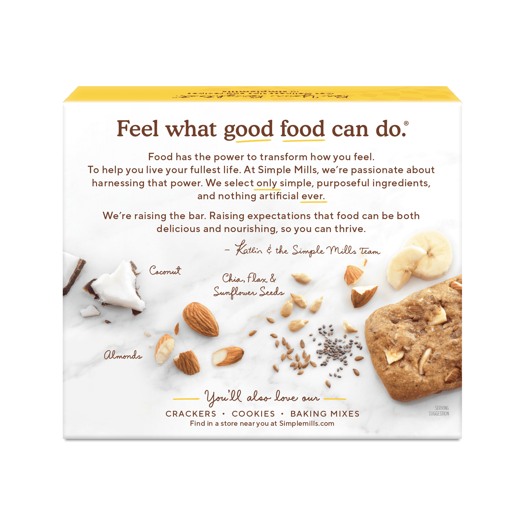 (3 pack) Simple Mills Soft Baked Almond Flour Bars, Nutty Banana Bread, Gluten-Free, 5 Count