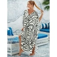 thumbnail image 6 of Women Animal Print Kaftan Dresses Plus Size Swimsuit Coverup 2025 Summer Bathing Suit Beach Dress White&Black One Size, 6 of 8
