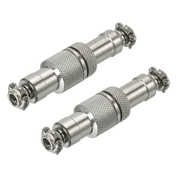 Uxcell Aviation Connector GX12 2 Pins 12mm Silver Male Female Wire Panel Docking Connector 2 Pack
