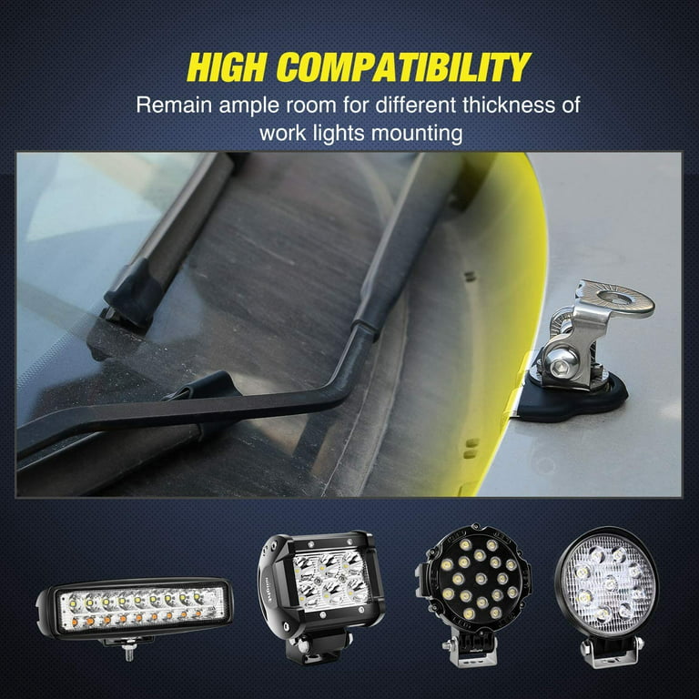  Universal LED Light Bar Mounting Brackets, Hood Mount Light  Brackets A Pillar Hood Clamp Work Light Holder 304 Stainless Steel for Off  Road Car Jeep Truck SUV 4x4 2PCS : Automotive