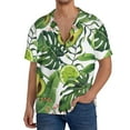 thumbnail image 3 of Disketp Men's Hawaiian Watercolor Green Tropical Print Shirts Button Down Holiday Beach Shirts-X-Large, 3 of 7