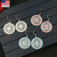 thumbnail image 2 of HOOUN Fashion Women Earrings Hook Boho Colorful Glaze Sun Flowers Plate 0027-1, 2 of 8