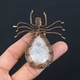 thumbnail image 2 of Natural Rainbow Moonstone Gemstone Copper Wire Wrap Spider Pendant 2.56", 2 of 4