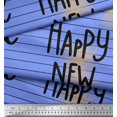 thumbnail image 2 of Soimoi Blue Cotton Voile Fabric Stripe & Happy New Year Text Print Fabric by the Yard 42 Inch Wide, 2 of 3