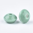thumbnail image 2 of Handmade Porcelain Beads Bright Glazed Porcelain Rondelle Medium Aquamarine 20x11mm Hole: 3mm, 2 of 2