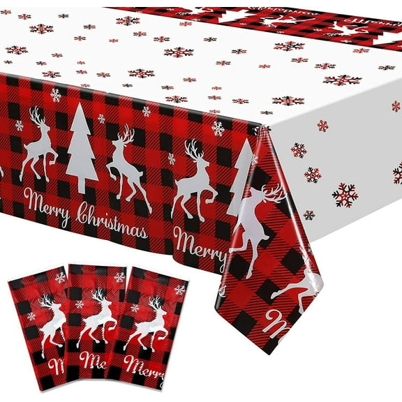 Btomtd Christmas Print Tablecloth, Festive Disposable Party Table Cover for Christmas Decorations, Themed Background Table Cloth for Holiday Events, 108"x54", Multicolor