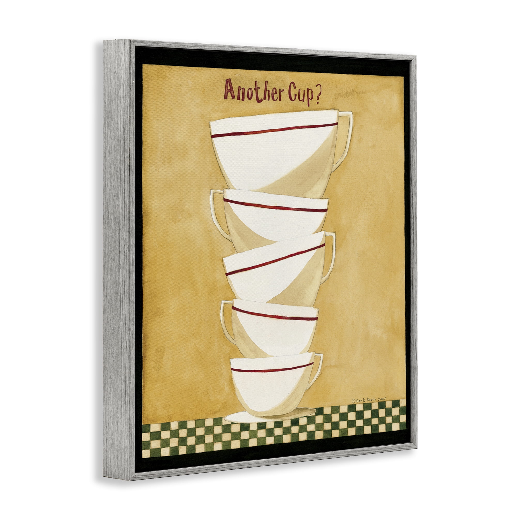 Stupell Industries Stacked Mug Collection Food & Beverage Painting Gray Framed Art Print Wall Art, 16 x 20