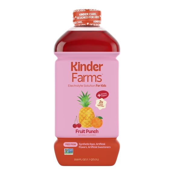 KinderFarms Electrolyte Solution Drink for Kids & Adults, Fruit Punch, 1 Liter