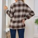 thumbnail image 5 of Abrigo de Lana Holgado con Bolsillos y Larga para Mujer, Estilo Casual de Otoño, A Cuadros Marrón L, 5 of 9