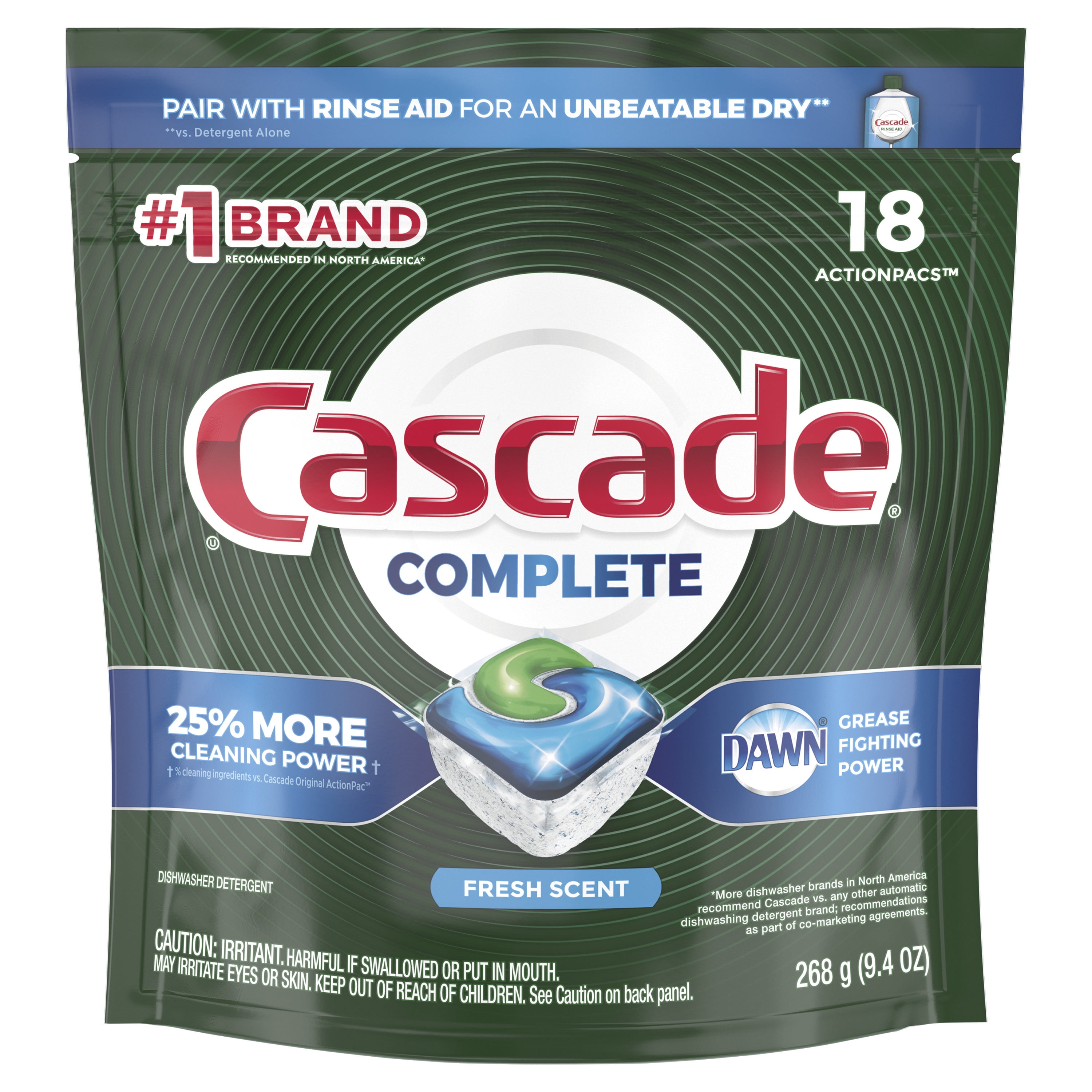 Buy Cascade Complete ActionPacs Dishwasher Detergent, Fresh Scent, 18