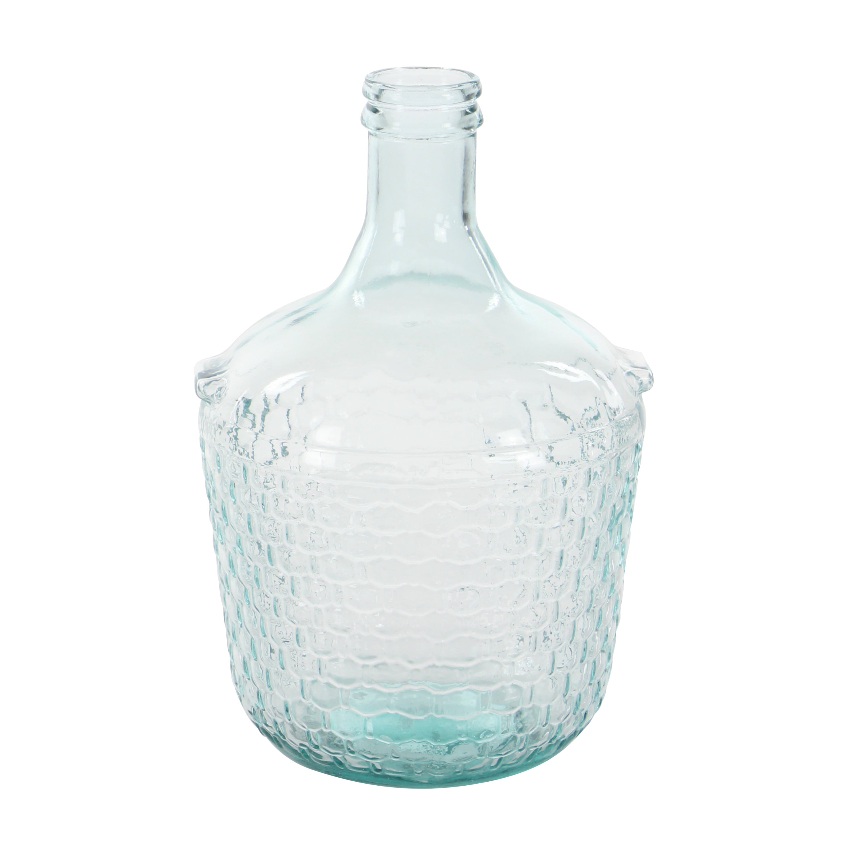 Large Blue Bubble Glass Vase, Organic Shape, Vintage Handmade Hand