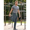 thumbnail image 5 of Xidunhg Men's Dark Grey Sweatpants, Neon Green Contrast Side Stripe, Quick Dry Straight Leg Gym Casual Pants with Zipper Pockets, 5 of 10