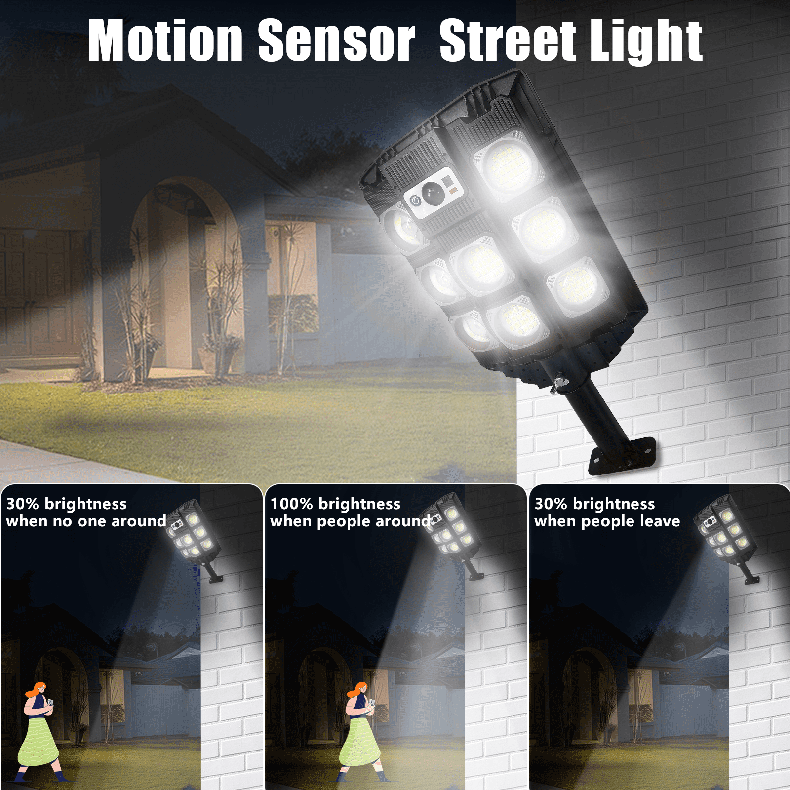 Intelive 2000W Solar Outdoor Street Light Super Brightness LED Light Solar Street Light Wall Lamp Solar Flood Light for Garden Patio Street Wall