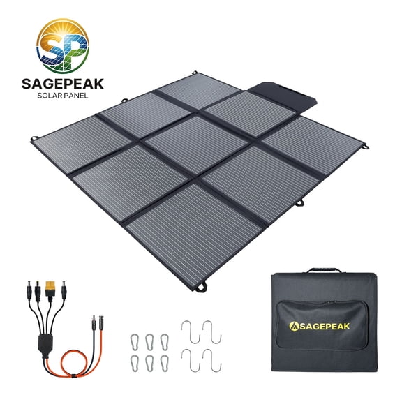 SAGEPEAK 400W Solar Panel Foldable Solar Charger Portable IP67 Waterproof with MC4 Connector for Home, RV, Outdoor, Camping, Power Station, off Grid