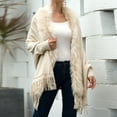 thumbnail image 6 of NSLGXD Fringe Knit Cardigan for Women Faux Fur Collar elegant Shawl Sweater Cardigan Batwing Sleeve Open Front Fringed Ladies Sweaters, 6 of 9