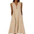 thumbnail image 2 of Snorda Women's Striped Dress Summer Round Neck Sleeveless Striped Solid Color Casual Dress Flowy Sundress Ideal for Daily Wear Beach Vacation & Party, 2 of 7