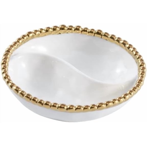 Pampa Bay Titanium-Plated Porcelain Golden Salerno Mini 2-Section Platter, 5.5 x 1.5in