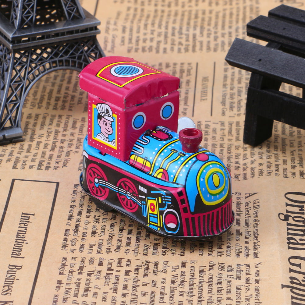 Retro-Steam Train Reminiscence kid Vintage Wind Up Clockwork Locomotive Toy ET 