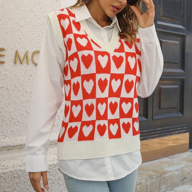 EGNMCR Camisole Chandail pour Femmes, Chandail pour Femmes Mode Femmes Sans Manches à Col en V Chandail à Enfiler Imprimé Chandail Décontracté Débardeurs Femmes Chandail