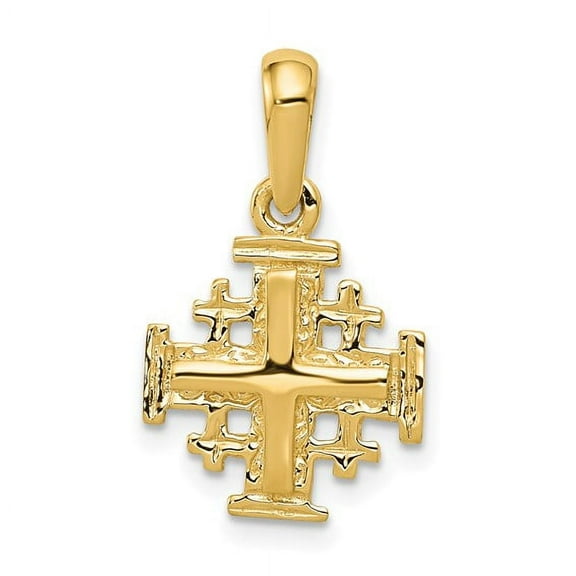 14k Yellow Gold Jerusalem Cross Small Pendant Charm