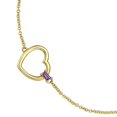 thumbnail image 3 of Jewelstop 14K Yellow Gold Polished Finish 1.2mm Baguette Amethyst Gemstone Heart Chain Bracelet with Lobster Clasp - 7", 3 of 4