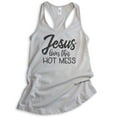 thumbnail image 1 of Jesus Loves This Hot Mess Tank Top, Ladies Racerback Tank Top, Religious Tank, Christian Mom Tank, Silver Gray, Medium, 1 of 3