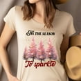 thumbnail image 4 of ’Tis the Season to Sparkle T-Shirt | Pink Christmas Tree Holiday Tee, Gold, Size L, 4 of 6