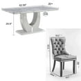 thumbnail image 2 of Sumdeal Modern 6-Person Dining Table Set with Velvet Chairs & Faux Marble Finish, Gray/Silver, 2 of 7