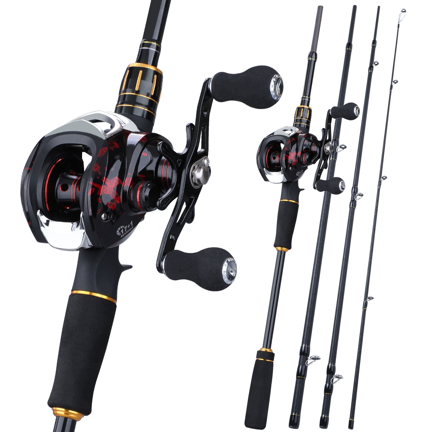 Sougayilang Baitcasting Fishing Rod Reel Combo with Portable Fishing