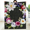 thumbnail image 2 of Creowell Floral Wreath Feminist Art Cross Stitch Flannel Blanket 30x40in, 2 of 7