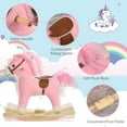 thumbnail image 3 of Qaba Rocking Horse Plush Animal On Wooden Rockers,Baby Rocking Chair with Sounds,Moving Mouth,Wagging Tail,Pink,Pink Plush Toys Kids Bikes Riding Toys, 3 of 9