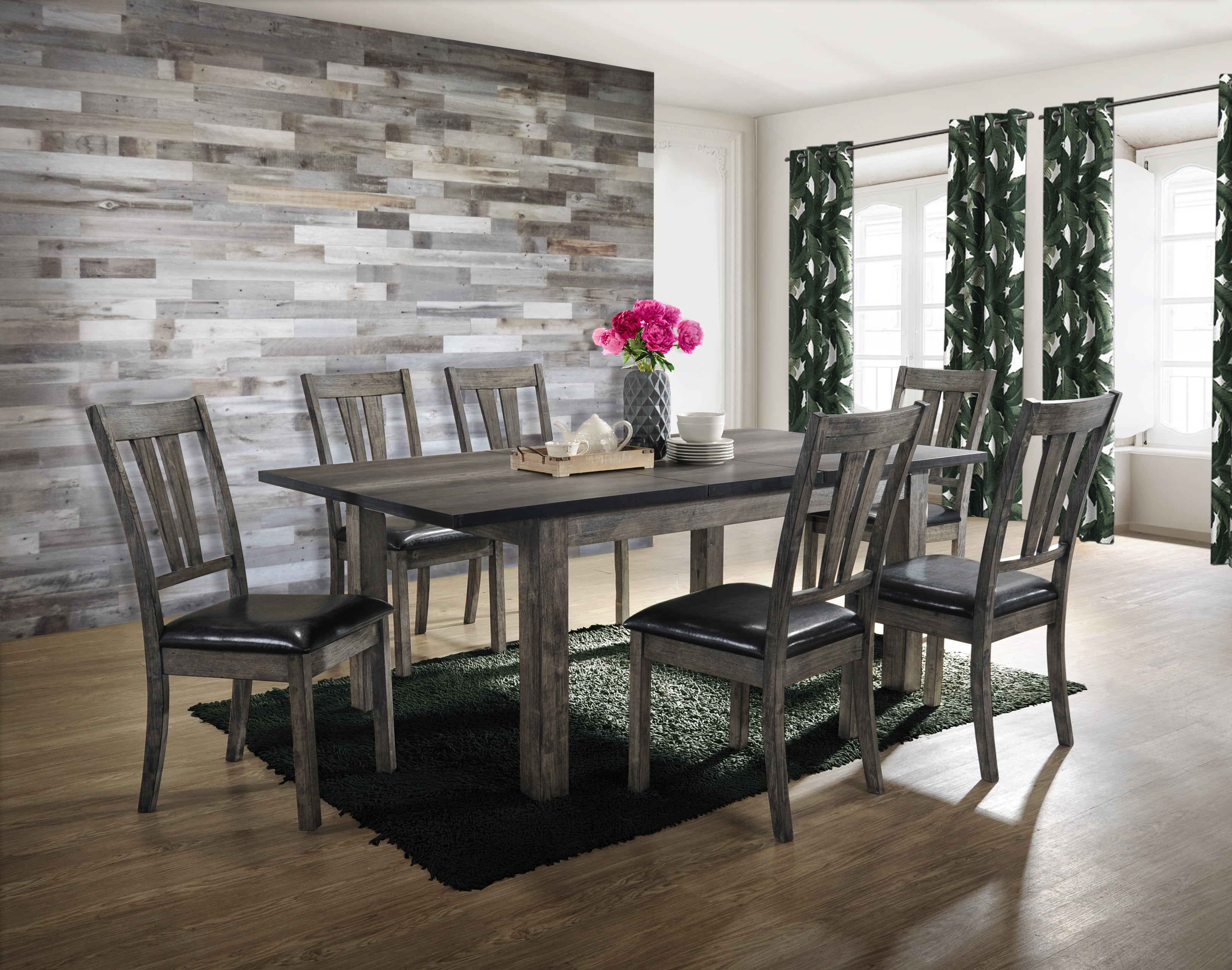 Picket House Furnishings Grayson Fan Back Chair w. PU SeatGrey Oak