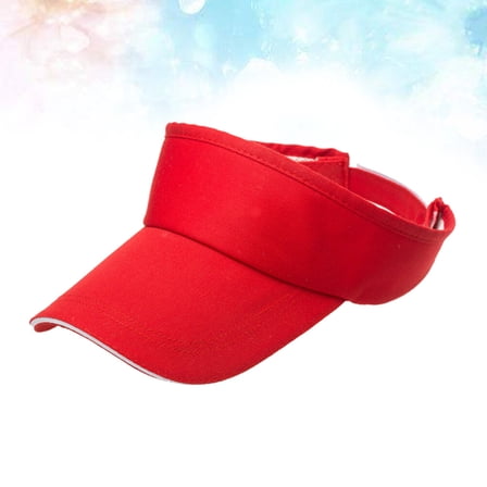WEUVEB Quick-Dry Sports Visor Hat for Men Women UV Protection Adjustable Strap 1Set Red