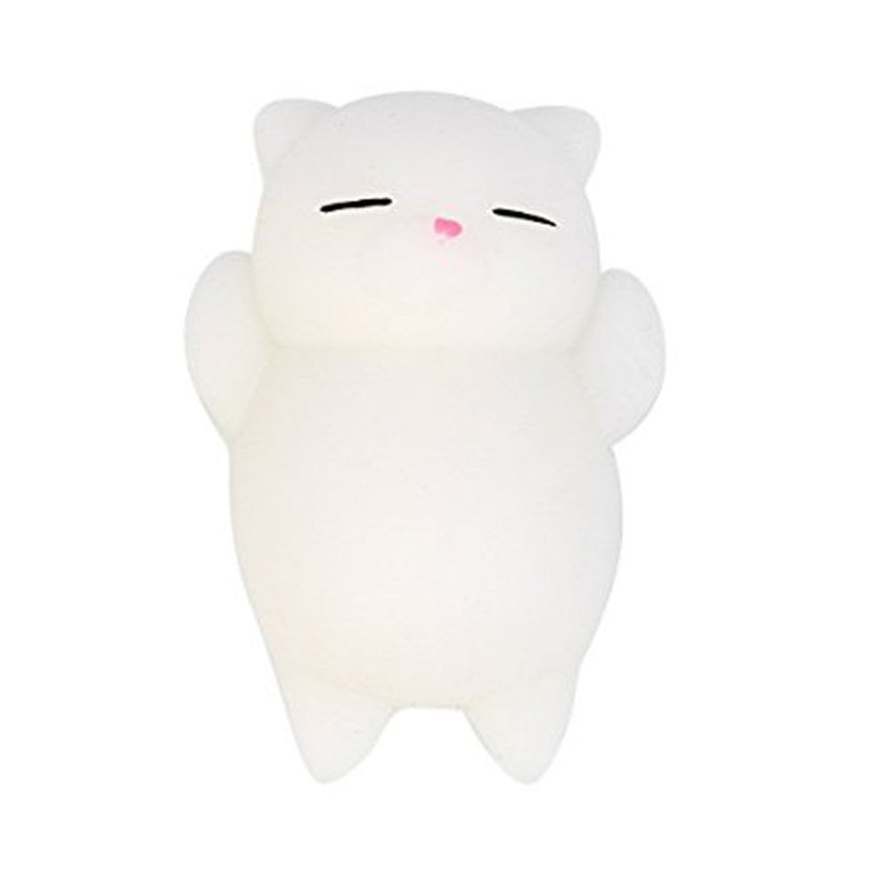 Lovely Cartoon Cat Squishy Toy Stress-Relief Soft Mini Animal Squeeze Toy Decompression Healing Toy Great Gift White&Pink 
