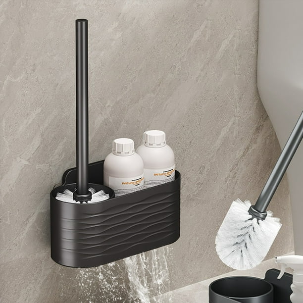Cepillo de inodoro con cepillo de inodoro de acero inoxidable, moderno y compacto, cepillo limpiador de inodoro con cerdas de mango largo para limpieza de baño, cepillo de limpieza