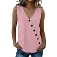 thumbnail image 2 of Qulqfy Sleeveless Tank Tops for Women Loose Cotton Linen Casual Basic Vacation Single pocket Beach Diagonal Buttons Womens Summer Tops Pink 2XL, 2 of 8