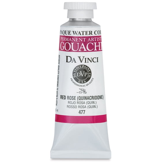 Da Vinci Professional Gouache - Red Rose (Quinacridone), 37 ml tube