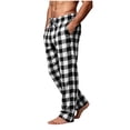 thumbnail image 4 of Mifsaly Men's Pajama Pants Plaid Lounge Sleep Pants with Pockets Drawstring Elastic Waist Relaxed Fit Sleepwear Bottoms Black,L, 4 of 9