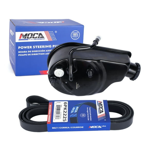 MOCA AUTOPARTS Power Steering Pump with Serpentine Belt 6PK2225 Fit for 1997-1999 Chevrolet C1500 5.0L 5.7L & 1997-2000 Chevrolet K2500 5.7L & 1997-2000 GMC K2500 5.7L