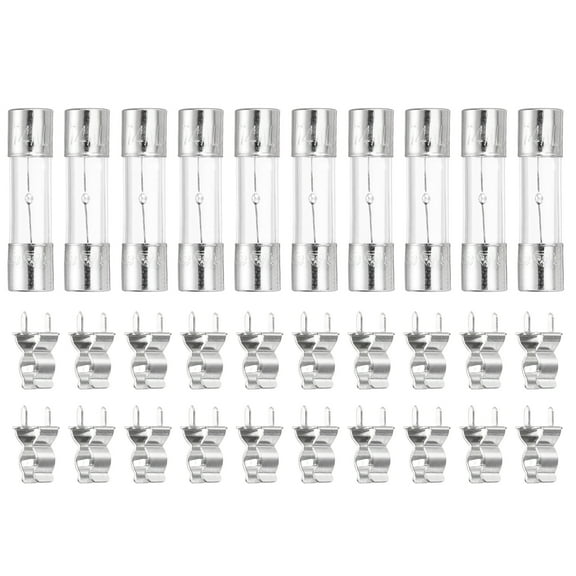 Uxcell Glass Tube Fuses, 5x20mm 4A 250V Slow Fast Blow Glass Cartridge Tube Fuse with 20pcs Safety Clip for Replacing or Repairing Many Home Electronics(Pack of 10)